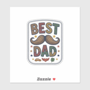 Sticker Meilleur Papa Moustache Vintage Vecteur Conception