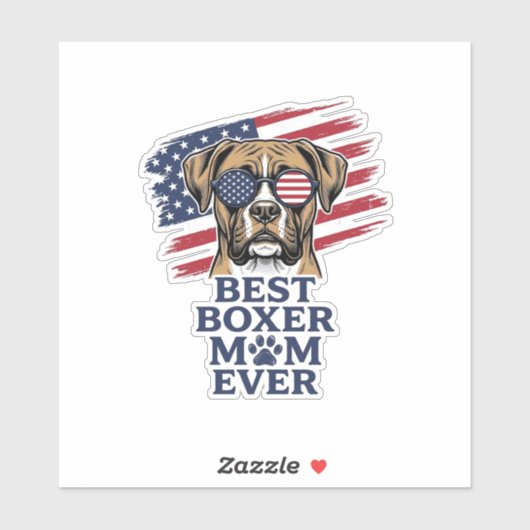 Sticker Meilleure Maman Boxeur Patriote Ever Conception de (Feuille)