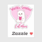 Sticker Meilleure maman chatte du monde Drôle mignon Coeur (Feuille)