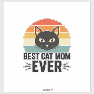 Sticker Meilleure Maman de Chat Rétro Visage de Chat Desig