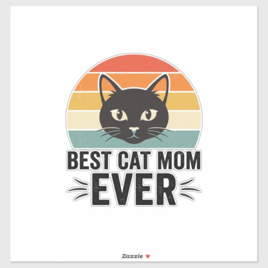 Sticker Meilleure Maman de Chat Retro Visage de Chat Desig (Feuille)