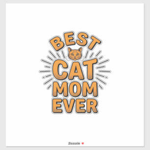Sticker Meilleure maman de chat vintage design de gravure_