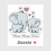 Sticker Meilleure Maman Du Monde Éléphants Et Cœurs (Feuille)