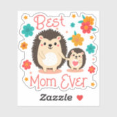 Sticker Meilleure Maman Monde Mère et Bébé Hérisson (Feuille)
