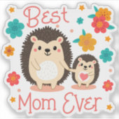 Sticker Meilleure Maman Monde Mère et Bébé Hérisson (Devant)