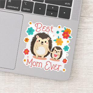 Sticker Meilleure Maman Monde Mère et Bébé Hérisson