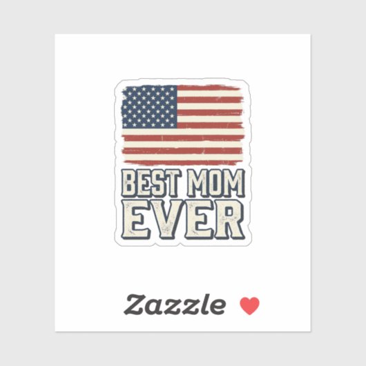 Sticker Meilleure Maman Vintage American Flag Conception d (Feuille)