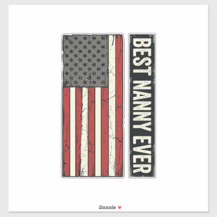 Sticker Meilleure Nounou Patriote Vintage Drapeau Chemise