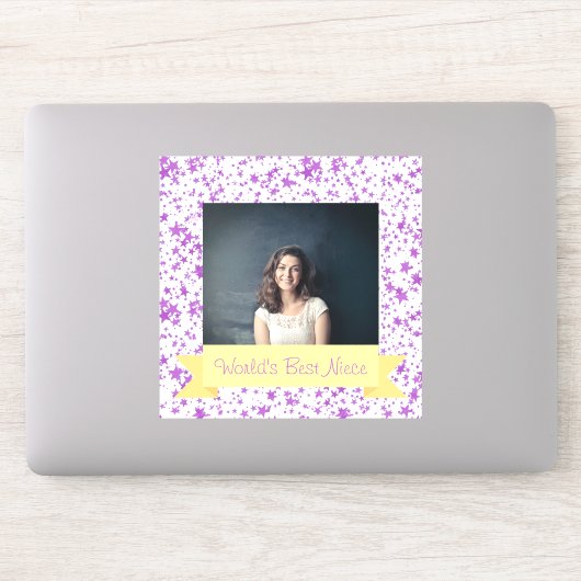Sticker Meilleure photo de nièce sur mesure avec étoiles v (Ordinateur)