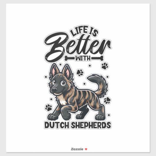 Sticker Meilleure vie avec Dutch Shepherd (Feuille)