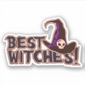 Sticker Meilleures sorcières Halloween Pun drôle (Devant)