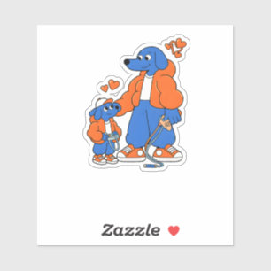 Sticker Meilleurs amis : Duo de Blue Dog père et fils ( Or
