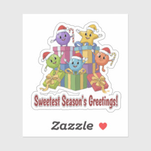 Sticker Meilleurs Vœux de Noël Mignonne Friandise de Noël