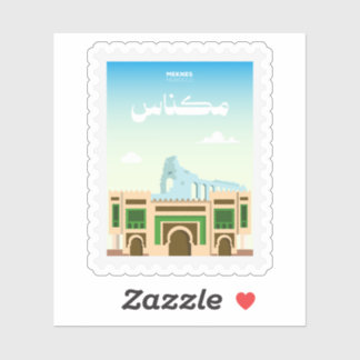 Sticker Meknes Morocco Postage Stamp Travel