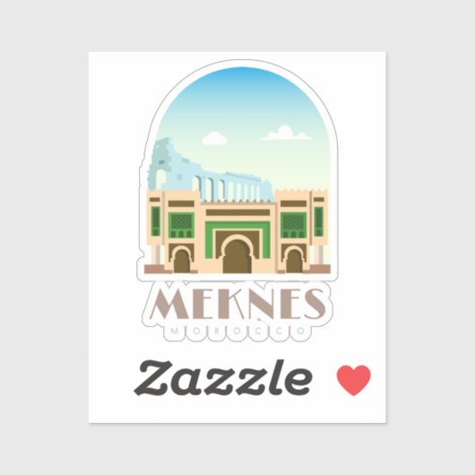 Sticker Meknès ville Maroc Skyline (Feuille)