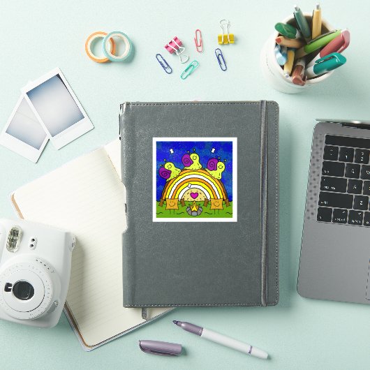 Sticker Mélange Escargots Traversant Rainbow Log Automne V (Couverture iPad)