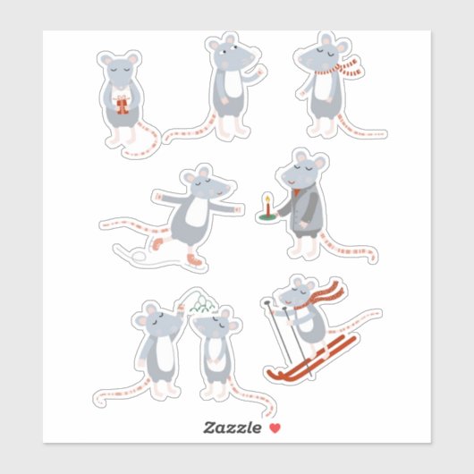 Sticker Mélange Mice Hiver (Feuille)