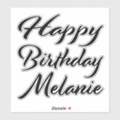 Sticker Mélanie Nom Prénom Anniversaire de la Broderie noi (Feuille)