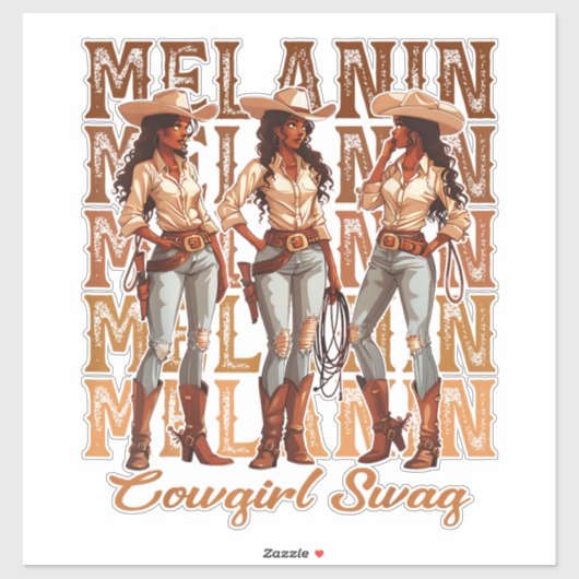 Sticker Melanin Cowgirl Swag (Feuille)