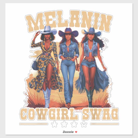 Sticker Melanin Cowgirl Swag (Feuille)