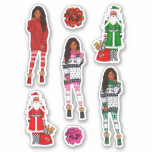Sticker Melanin Noël Reine Noire Noël Noël Fille Noire Mag