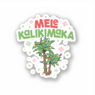 Sticker Mele Kalikimaka Hawaiian Christmas Palm Tree Light