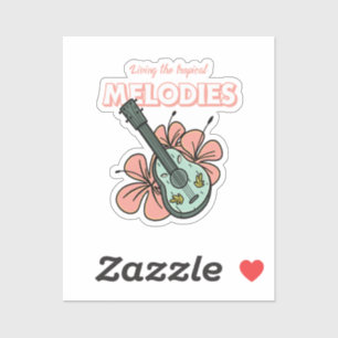 Sticker Mélodies tropicales Ukulele Floral Art
