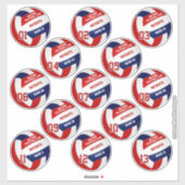 Sticker membres de l'équipe de volley-ball rouge bleu set  (Feuille)