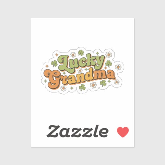 Sticker Mémé chanceuse Rétro 70 Groovy Script Fleur (Feuille)