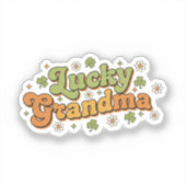 Sticker Mémé chanceuse Rétro 70 Groovy Script Fleur (Recto)