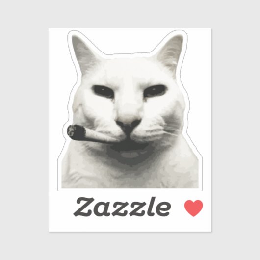 Sticker Mème de chat drôle cool fumant une cigarette (Feuille)