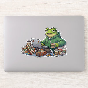 Sticker Mème de la grenouille épuisée par la caféine Chaos