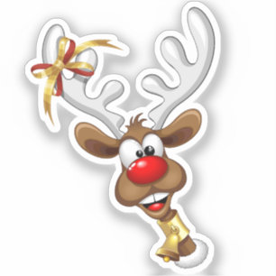 Sticker Mème de Noël drôle de renne qui regarde par-dessus