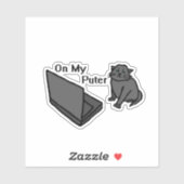 Sticker Mème drôle de chat sur mon ordinateur (Feuille)
