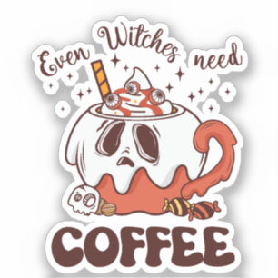 Sticker Même les sorcières ont besoin de café