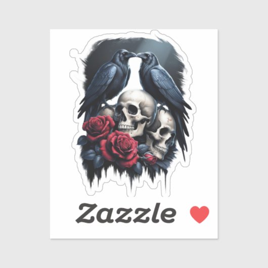 Sticker Memento Mori : Une composition florale foncée avec (Feuille)