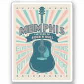 Sticker Memphis, TN : Série de guitares | Rock-N-Roll (Devant)
