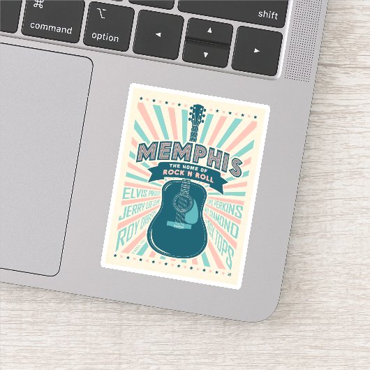 Sticker Memphis, TN : Série de guitares | Rock-N-Roll (Détail)