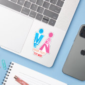 Sticker Men and Women Typography Icon Design (Ordinateur portable avec iPhone)