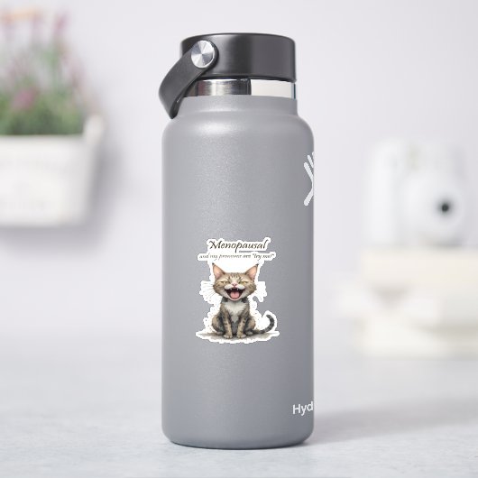 Sticker Menopause Humor Stressed Angry Cat (HydroFlask)