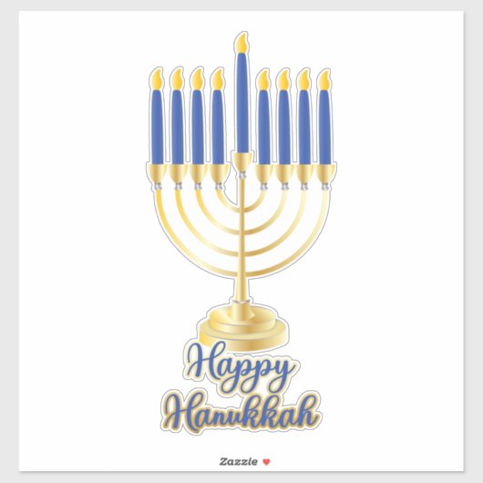 Sticker Menorah avec lumière joyeuse Hanoukka (Feuille)