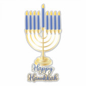 Sticker Menorah avec lumière joyeuse Hanoukka (Devant)