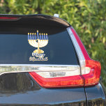 Sticker Menorah avec lumière joyeuse Hanoukka<br><div class="desc">Idéal pour fêter la saison Hanoukka,  ce design présente notre graphique vectorielle menorah originale avec calligraphie de texte,  "Happy Hanoukka" salutation. Conception composite par Holiday Hearts Designs (droits réservés).</div>