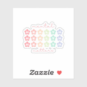 Sticker Mental Health Matters Fleurs Rétro Pastel Arc-en-c