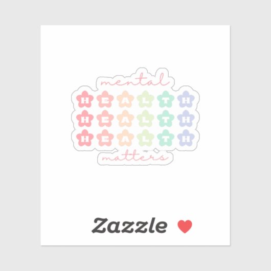Sticker Mental Health Matters Fleurs Rétro Pastel Arc-en-c (Feuille)