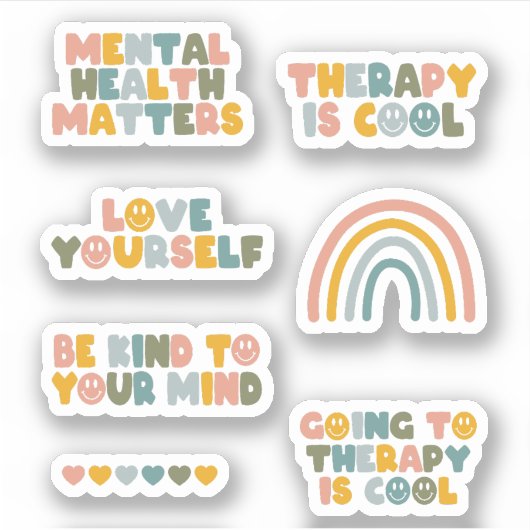 Sticker Mental Health Matters, pack santé mentale mignon (Devant)
