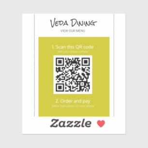 Sticker Menu Restaurant sans contact Scan Order QR Code