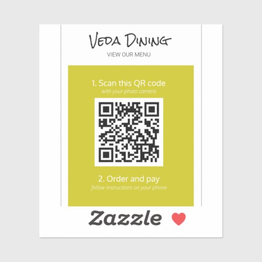 Sticker Menu Restaurant sans contact Scan Order QR Code (Feuille)