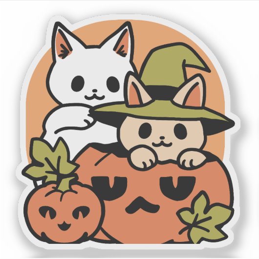 Sticker Meow-Loween - Festive Halloween Conception de chat (Devant)