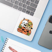 Sticker Meow-Loween - Festive Halloween Conception de chat (Ordinateur portable avec iPhone)